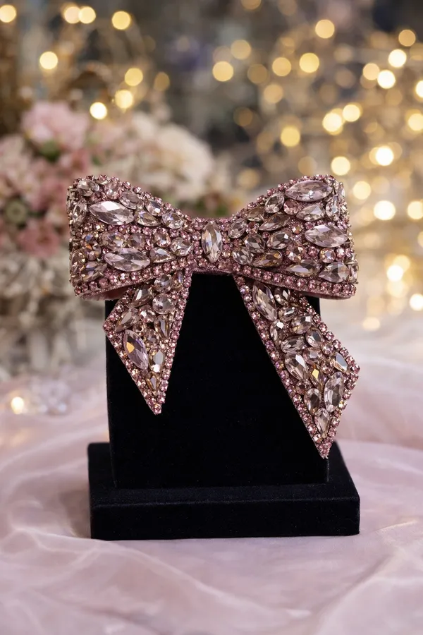 Fancy_Party_Wear_Crystal_Rhinestones_ice_Pink_Hair_Bow_Clip