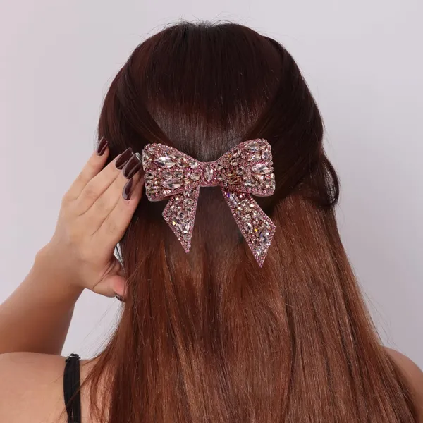 Fancy_Party_Wear_Crystal_Rhinestones_ice_Pink_Hair_Bow_Clip