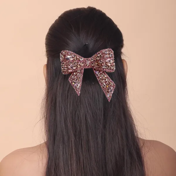 Fancy_Party_Wear_Crystal_Rhinestones_ice_Pink_Hair_Bow_Clip