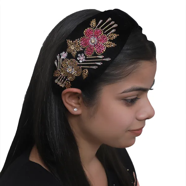 Fancy_Pink_Flower_Embroidered_Hair_Band_for_Girls_