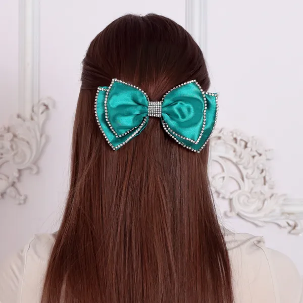 Fancy_Rhinestone_Satin_Silk_Double_Bow_clip_For_Girls
