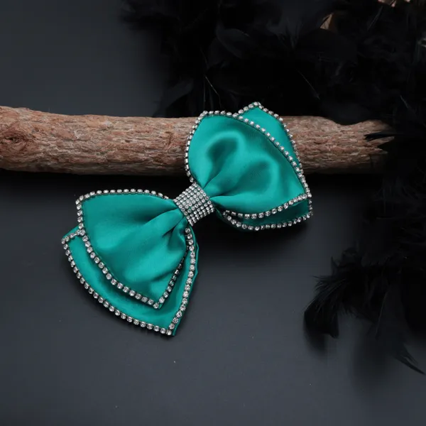 Fancy_Rhinestone_Satin_Silk_Double_Bow_clip_For_Girls