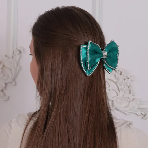 Fancy_Rhinestone_Satin_Silk_Double_Bow_clip_For_Girls