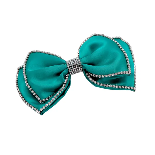 Fancy_Rhinestone_Satin_Silk_Double_Bow_clip_For_Girls