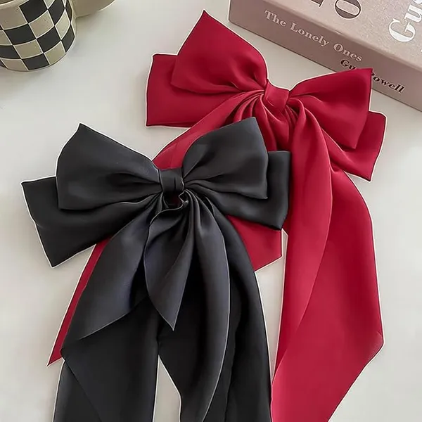 Fancy_Satin_Silk_Double_Bow_Scarf_Clip_Combo_for_girls