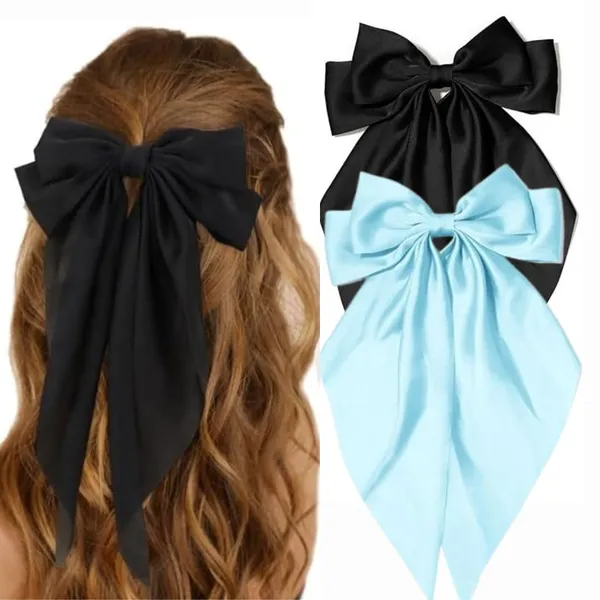 Fancy_Satin_Silk_Double_Bow_Scarf_Hair_clip_Combo_For_Girls_