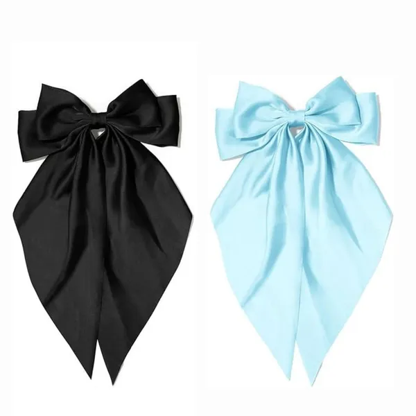 Fancy_Satin_Silk_Double_Bow_Scarf_Hair_clip_Combo_For_Girls_