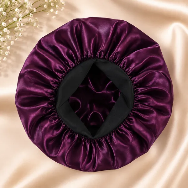 Wine_Satin_Silk_Double_Layer_Wide_Elastic_Hair_Bonnet/Sleeping_Cap_For_Women_(Pack_of_1)