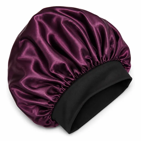 Wine_Satin_Silk_Double_Layer_Wide_Elastic_Hair_Bonnet/Sleeping_Cap_For_Women_(Pack_of_1)