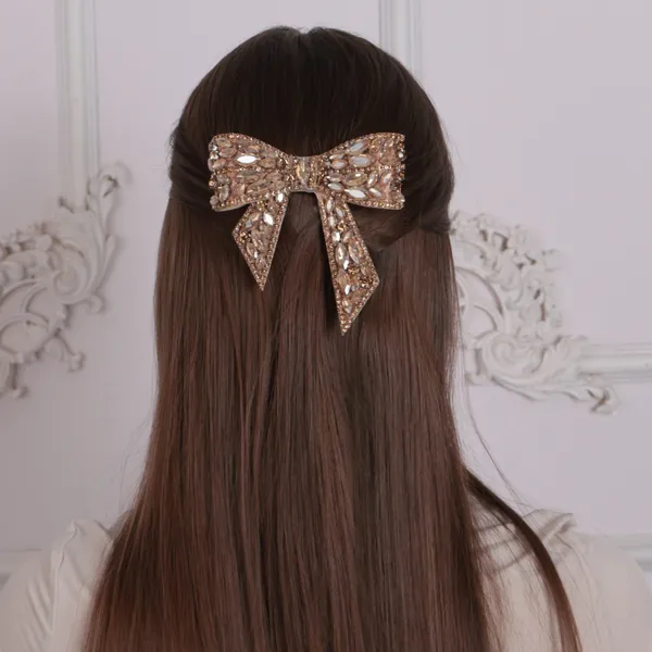 Golden_Embellished_Rhinestone_Hair_Bow_Clip_For_Girls
