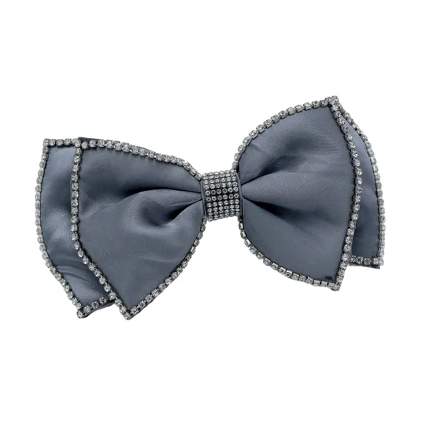 Grey_Fancy_Satin_Rhinestone_Double_Bow_Hair_clip_for_Girls
