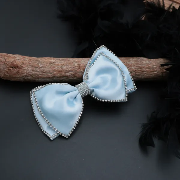 Ice_Blue_Satin_Silk_Rhinestone_Double_Bow_Clip_For_Girls