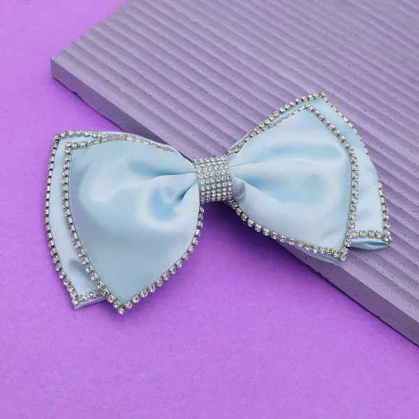 Ice_Blue_Satin_Silk_Rhinestone_Double_Bow_Clip_For_Girls