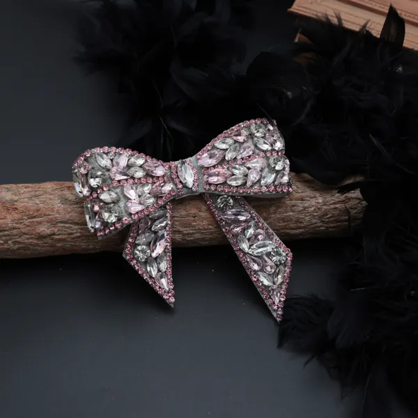 Ice_Pink_Embellished_Rhinestone_Hair_Bow_Clip_For_Girls