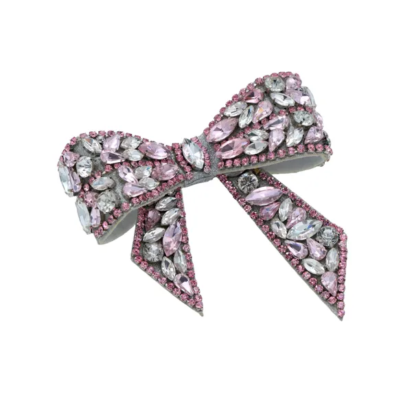 Ice_Pink_Embellished_Rhinestone_Hair_Bow_Clip_For_Girls