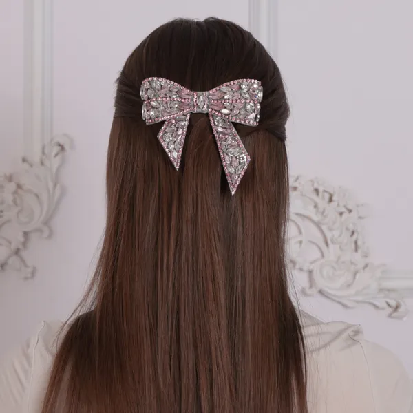 Ice_Pink_Embellished_Rhinestone_Hair_Bow_Clip_For_Girls