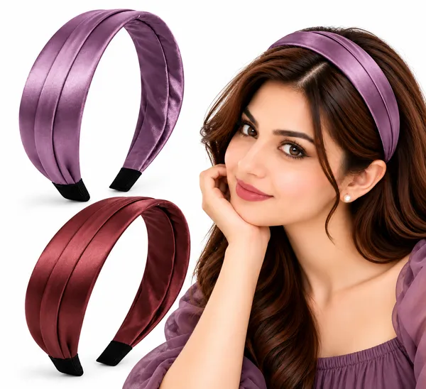 Premium_Handmade_Shiny_Silk_Drapped_Hair_Band_For_Girls_Set_of_2_Pcs