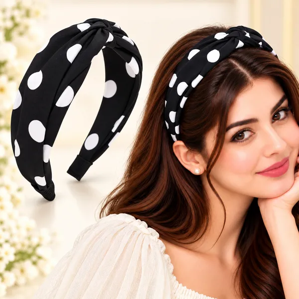 Black_Polka_Dots_Cross_Twist_Turban_Bands_For_Girls_(Pack_of_1)