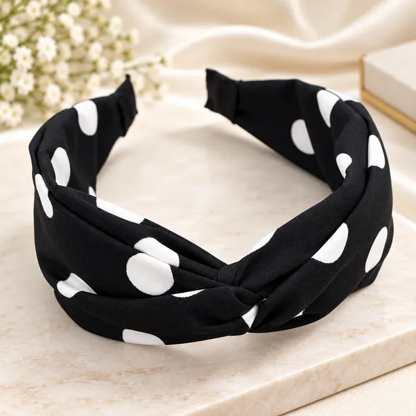 Black_Polka_Dots_Cross_Twist_Turban_Bands_For_Girls_(Pack_of_1)