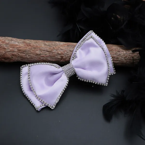 Lavender_Premium_Satin_silk_Double_Rhinestone_Bow_clip_for_Girls