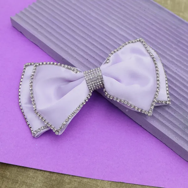 Lavender_Premium_Satin_silk_Double_Rhinestone_Bow_clip_for_Girls