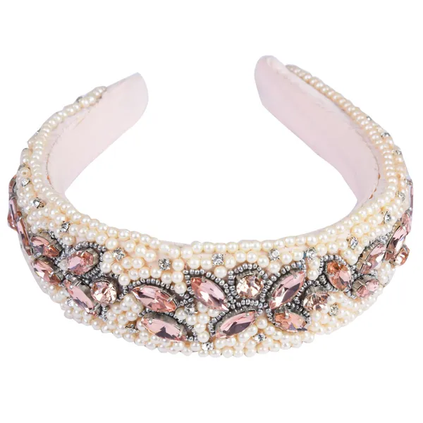 Peach_Fancy_Rhinestones_&_Beads_Sleek_Embroidery_Hair_Band_For_Women_(Pack_of_1)
