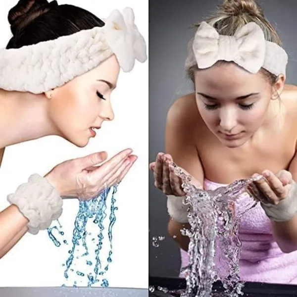 White_Fur_Headband_&_Wrist_Band_Combo_For_Skin_Care_For_Women_(Pack_of_2)