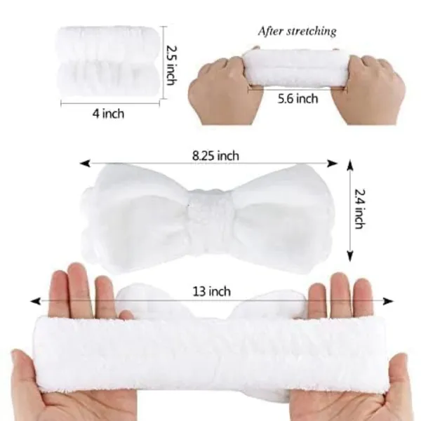 White_Fur_Headband_&_Wrist_Band_Combo_For_Skin_Care_For_Women_(Pack_of_2)