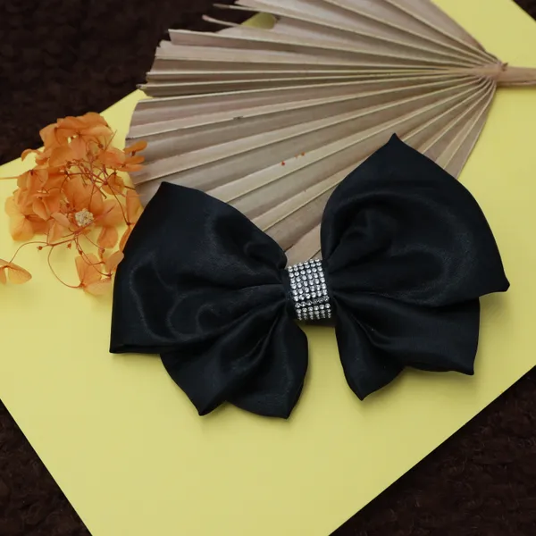 Black_Luxury_Satin_Rhinestone_Centerpiece_Hair_Bow_Clip_For_Women_&_Girls_(Pack_of_1)