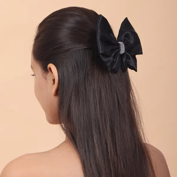 Black_Luxury_Satin_Rhinestone_Centerpiece_Hair_Bow_Clip_For_Women_&_Girls_(Pack_of_1)