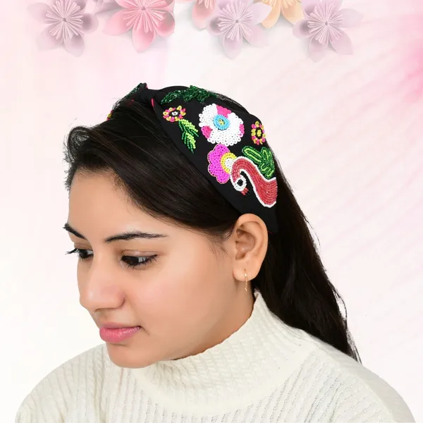 Black_Multicolor_Beaded_Swan_Embroidery_Hair_Band_For_Girls_(Pack_of_1)