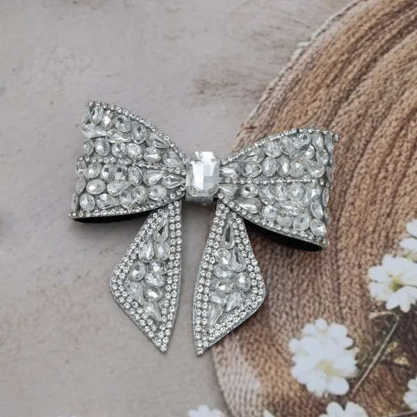 Silver_Party_Wear_Rhinestones_Hair_Bow_Clip_For_Women_(Pack_of_1)