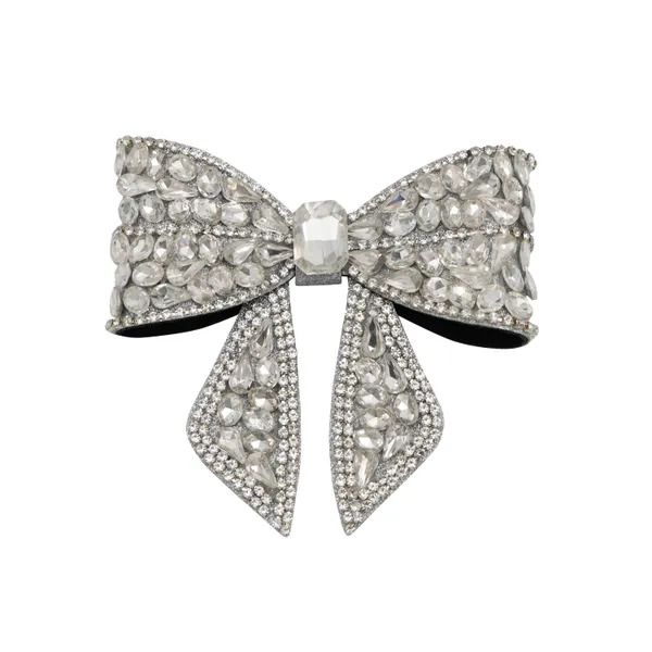 Silver_Party_Wear_Rhinestones_Hair_Bow_Clip_For_Women_(Pack_of_1)