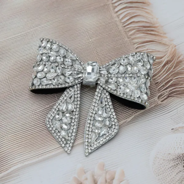 Silver_Party_Wear_Rhinestones_Hair_Bow_Clip_For_Women_(Pack_of_1)