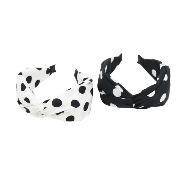 Black_White_Polka_Dot_Headbands_For_Women_Knotted_Headbands_For_Girls_(Pack_of_2)