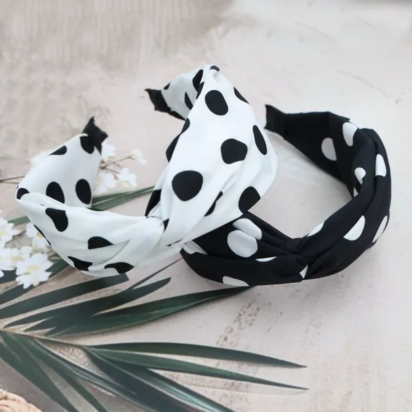 Black_White_Polka_Dot_Headbands_For_Women_Knotted_Headbands_For_Girls_(Pack_of_2)