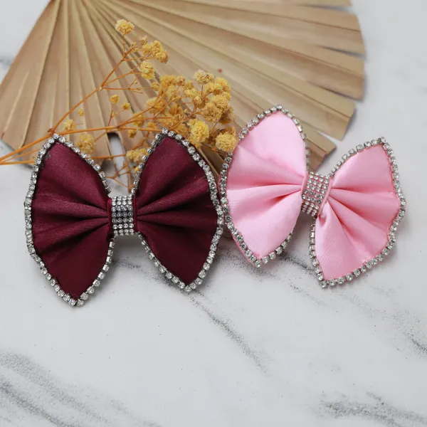 Maroon_Pink_Satin_Rhinestone_Edges_Hair_Bow_Clip_For_Women_&_Girls_(Pack_of_2)