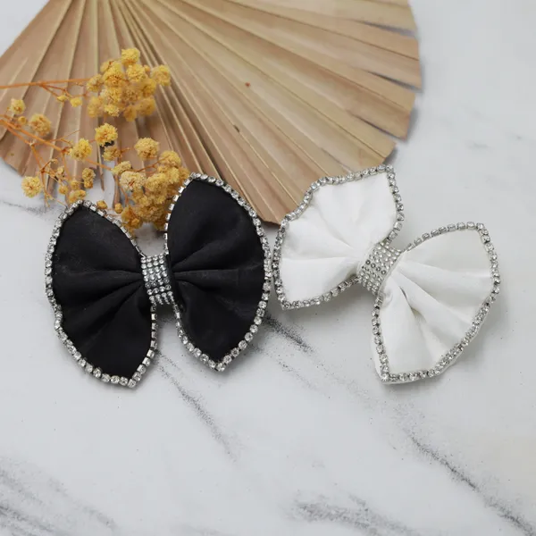 Black_White_Satin_Rhinestone_Edges_Hair_Bow_Clip_For_Women_And_Girls_(Pack_of_2)