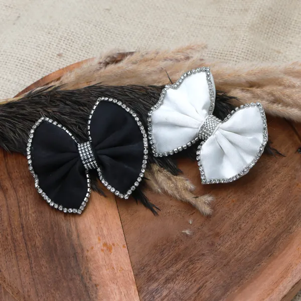 Black_White_Satin_Rhinestone_Edges_Hair_Bow_Clip_For_Women_And_Girls_(Pack_of_2)