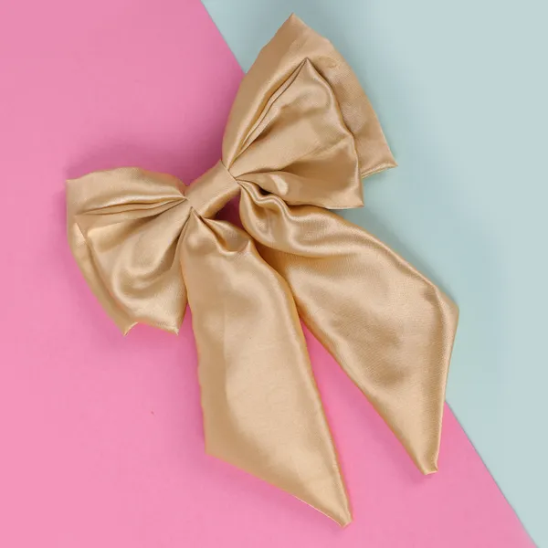 Golden_Satin_Silk_Double_Bow_Alligater_Hair_Clip_For_Women_(Pack_of_1)