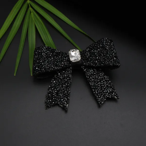 Black_Sprinkled_Stone_Bow_Hair_Clip_For_Women_&_Girls_(Pack_of_1)