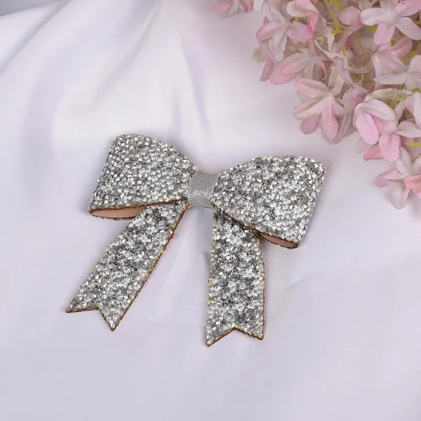 Silver_Sprinkled_Stone_Bow_Hair_Clip_For_Women_&_Girls___Silver_(Pack_of_1)