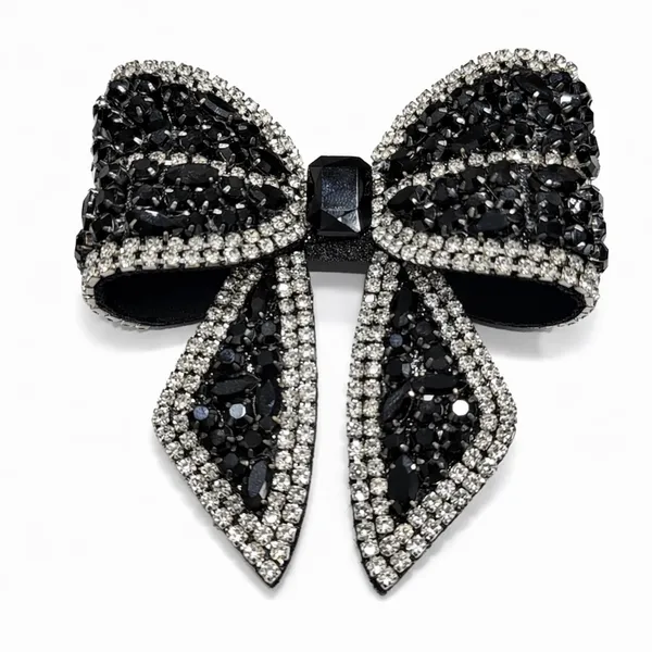 Premium_Black_Rhinestone_crystal_Hair_bow_clip_For_Wedding_&_Functions