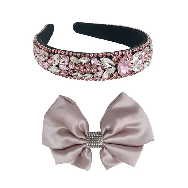 Premium_Crystal_Rhinestone_Hair_Band_&_Satin_Silk_Bow_Clip_Combo_For_Girls