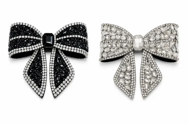 Premium_Crystal_Rhinestone_Hair_Bow_clip_combo_For_Girls__Silver,_Black