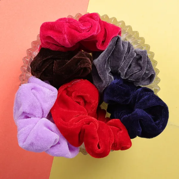 Premium_Handmade_Multicolor_Velvet_Hair_Scrunchies_For_girls_Set_of_6_Pcs