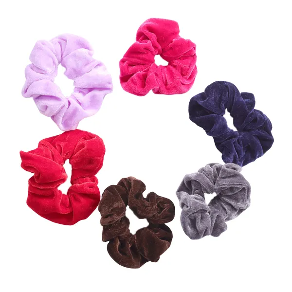 Premium_Handmade_Multicolor_Velvet_Hair_Scrunchies_For_girls_Set_of_6_Pcs