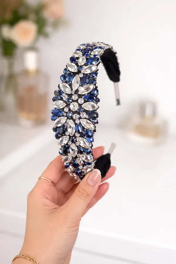 Premium_Navy_Blue_Embellished_Crystal_Rhinestone_Hair_Band_For_Girls