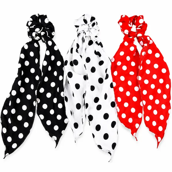 Premium_Polka_dot_Scarf_Hair_Scrunchies_For_Girls__Pack_Of_3_Pcs_(Red_,Black_,White)_