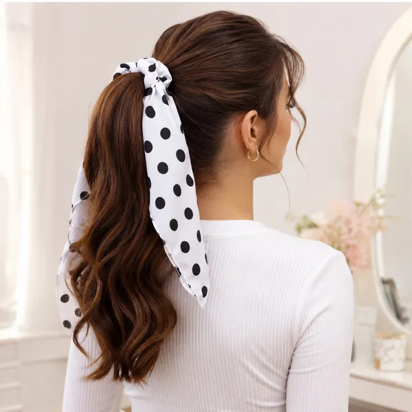 Premium_Polka_dot_Scarf_Hair_Scrunchies_For_Girls__Pack_Of_3_Pcs_(Red_,Black_,White)_